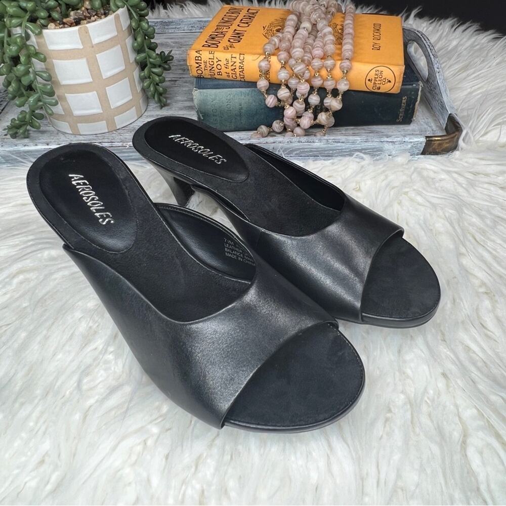 Aerosoles | Leather Sandals | Powetic | Black | Size 7.5